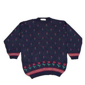 NWT Vintage 1980's St. Michael Floral Wool Jumper Knit Sweater Sz 20/50 Unisex
